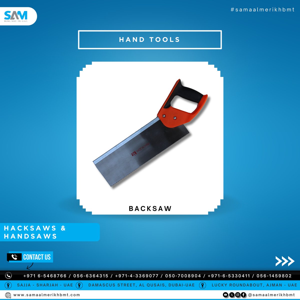 samaalmerikhbmt's tweet image. Get the precision you need with our top-quality hacksaws and handsaws! Ideal for all your cutting tasks, big or small. Stop by our shop and grab yours today! #hacksaws #handsaws #toolupgrade #handtools #shoplocal #cuttingtools #diytools #plumbingproducts #buildingmaterials