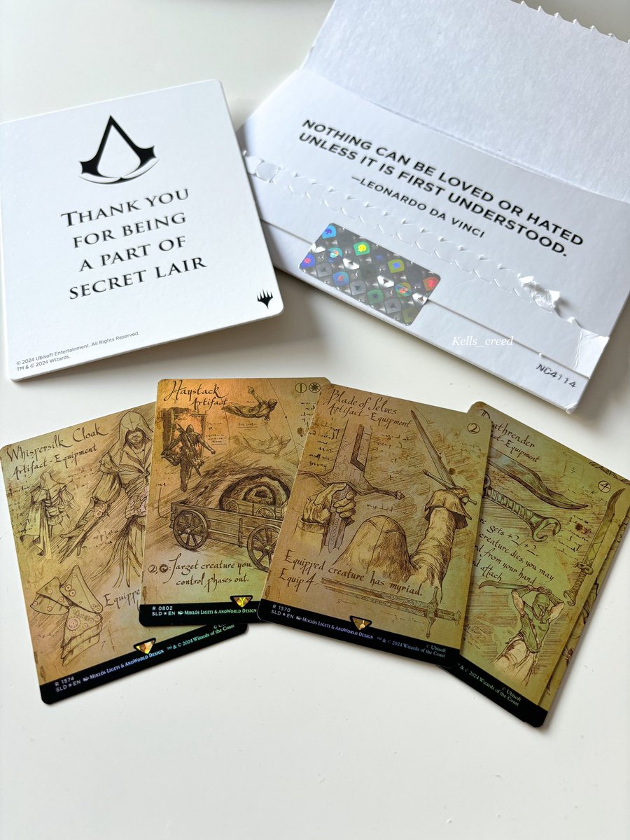 SECRET LAIR X ASSASSIN’S CREED: DA VINCI’S DESIGNS FOIL EDITION 🌟 

These cards are absolutely stunning😱 No wonder they were quickly sold out. To see all the cards check out my latest video on TikTok 🎥 

#MagicTheGathering #SecretLair #MTGxAssassinsCreed #AssassinsCreed