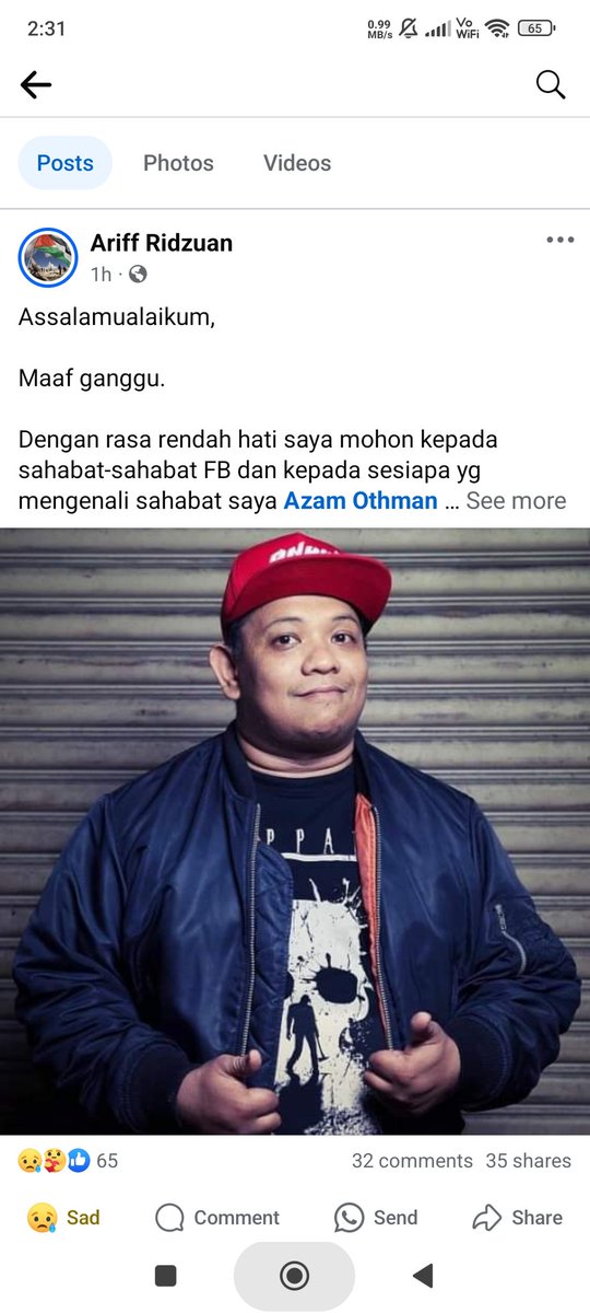 Mari kita sama sama doakan sahabat saya saudara Azam semoga cepat sembuh dan sihat sejahtera hendaknya.. amin 🤲