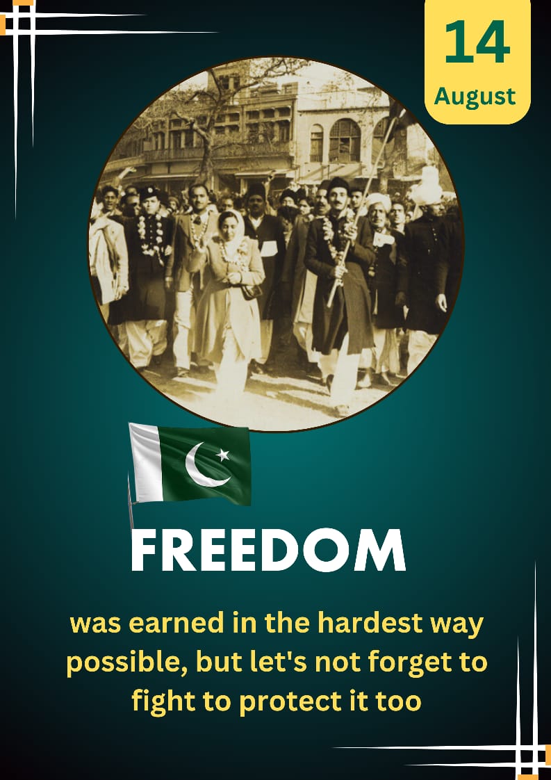 HinaSarver's tweet photo. Pakistan's independence was a triumph of human spirit. Let's keep this spirit alive and work towards a brighter future. #IndependenceDay2024 #14August2024 https://t.co/XkwjXeaIJp