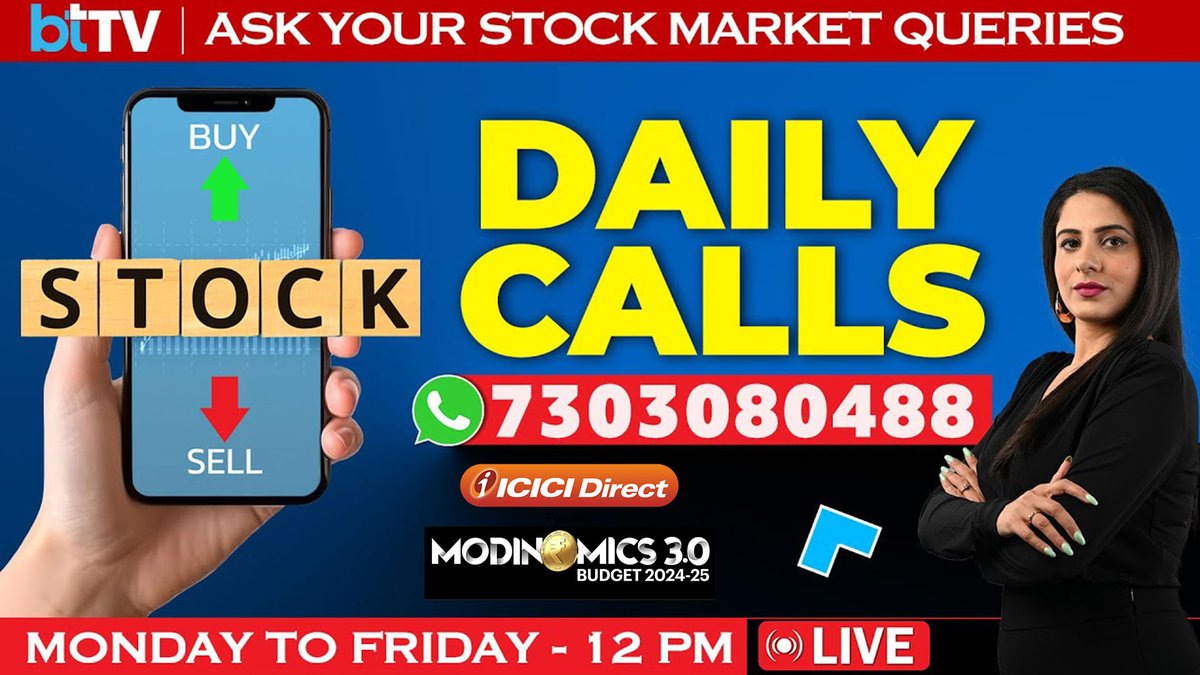 business_today's tweet photo. Daily Calls LIVE: Ask Your STOCK MARKET QUERIES LIVE | Market Update LIVE| Sensex Nifty Live
Watch LIVE: Daily Calls LIVE: Ask Your STOCK MARKET QUERIES LIVE | Market Update LIVE| Sensex Nifty Live | #DailyCalls #DailyShow #BTTVShow #MarketExpert #MarketShow
@ICICI_Direct | @bximarketplace | @pnbindia | @Siemens | @sakshibatra18