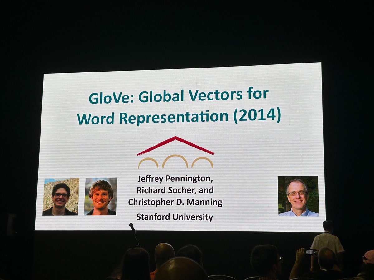 remember GloVe embeddings? of course you do, they are still being used (and we teach them for their simplicity and elegance), as <a href="/chrmanning/">Christopher Manning</a> pointed out in his speech. Congratulations on the 10yr Test-of-Time award! #ACL2024NLP