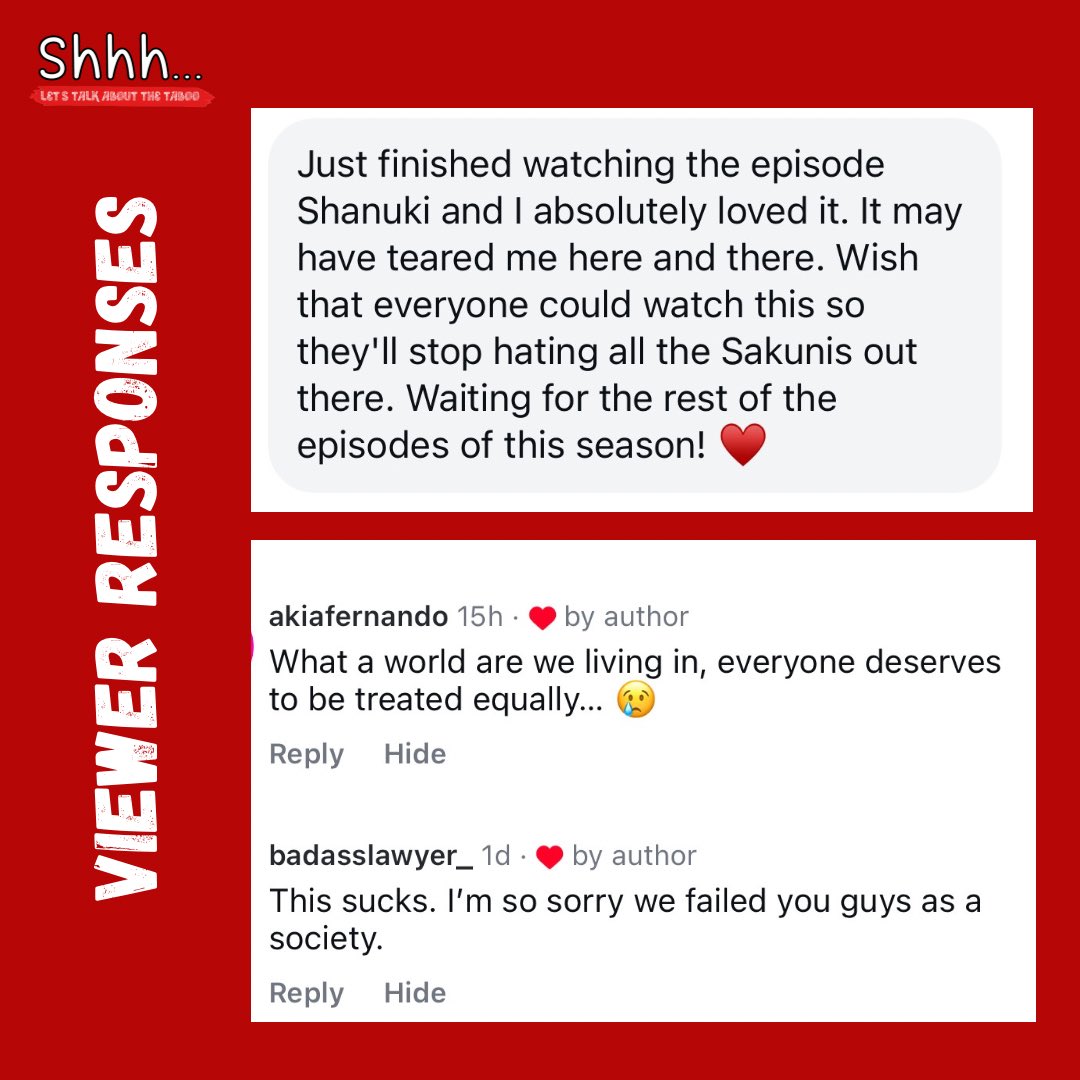 ShhhTalkshow's tweet photo. 💬 This show is about everyday Sri Lankans having a voice. It’s not easy for our guests to share their personal truths and demons on a public platform, but audience feedback like this makes it all worthwhile.Let’s change the world together. ❤️ 

#shhh #talkabouttaboos #feedback https://t.co/6FdJryiibJ