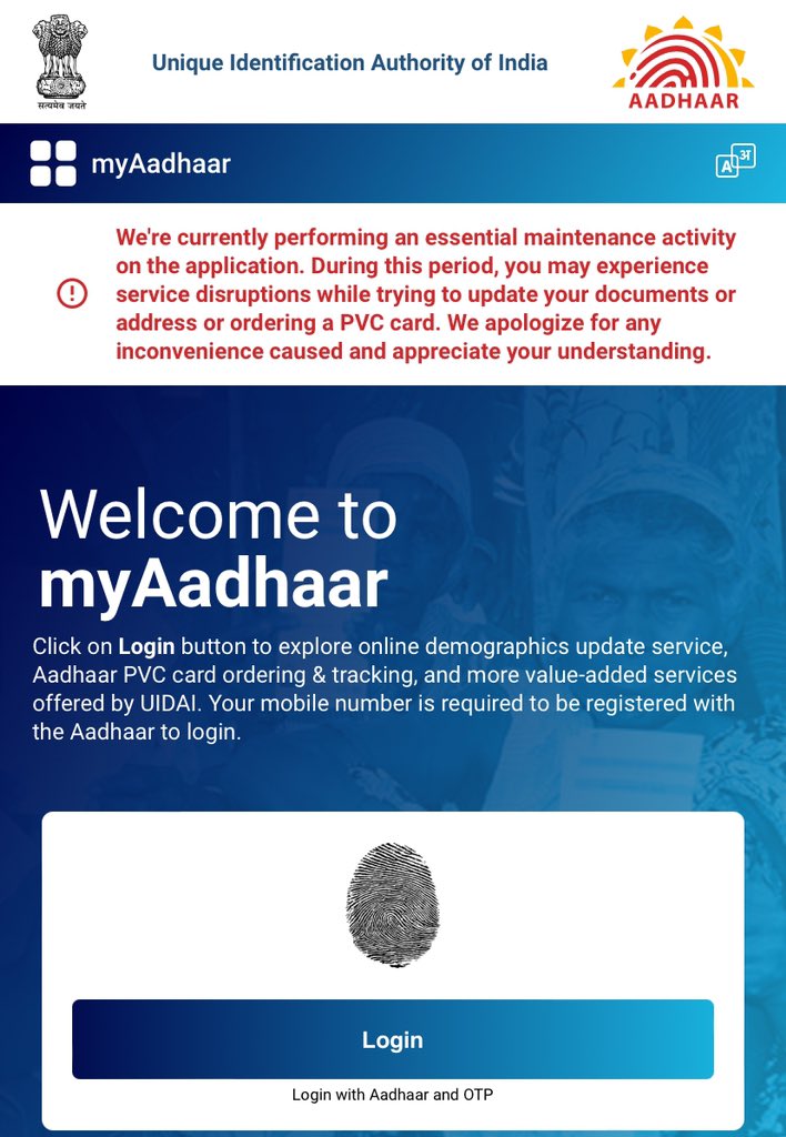 orgmika's tweet photo. @UIDAI @ceo_uidai how many days you really need for your maintenance activities sir?no of official works are pending due to your scheduled maintenance!! Kindly complete it soon!!! https://t.co/LAGhrk79xm