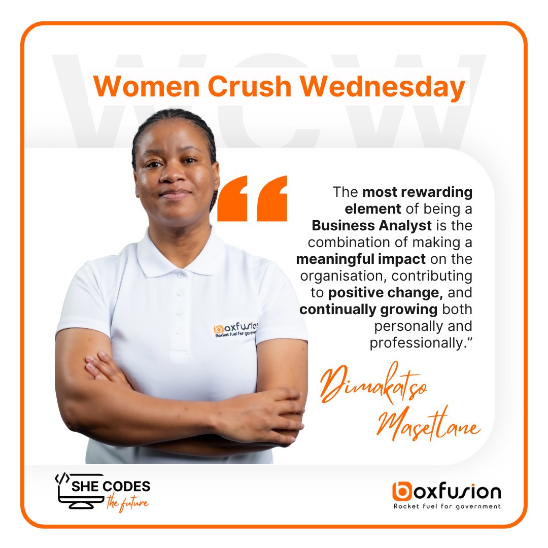 boxfusion_sa's tweet photo. Meet our WCW, Dimakatso Matselane, the resident Business Analyst at Boxfusion!β
ββ
Read more about her story: https://t.co/VRYPvuUkYT
ββ
#Boxfusion #Boxfusioners #SheCodesTheFuture #WCW #WomensMonth #BusinessAnalyst https://t.co/EAcREVvekr