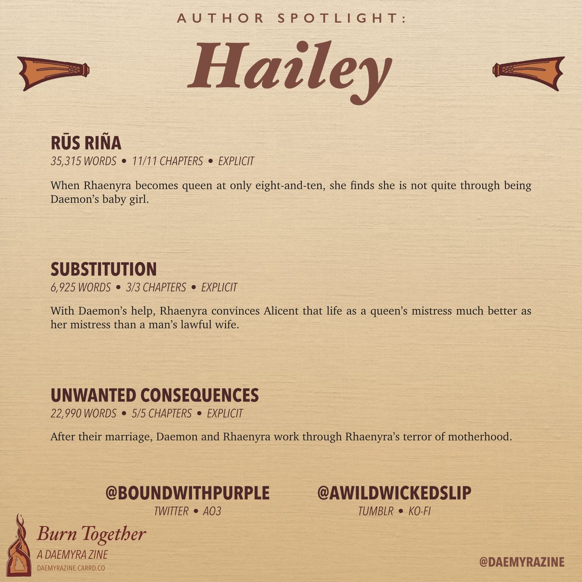 Burn Together: A Daemyra Zine tweet media