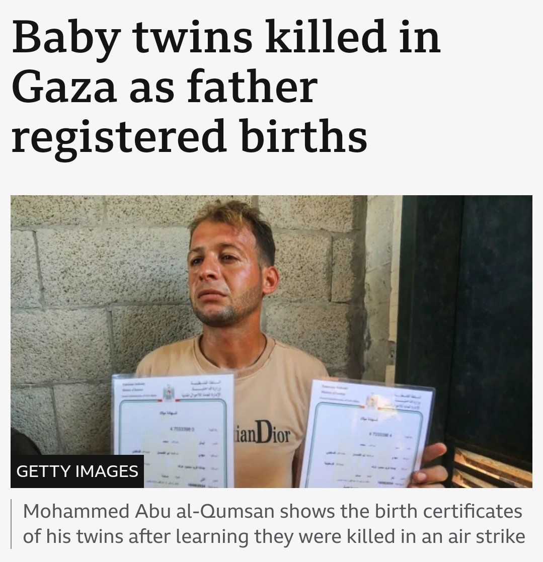 We need to send a clear message to <a href="/Keir_Starmer/">Keir Starmer</a> and <a href="/DavidLammy/">David Lammy</a> that arming Israel is NOT okay.

We will not allow the UK to supply the bombs that slaughter innocents, like these twins, may they rest in peace.

Let's make this govt listen. Arming is complicity.

RT if you agree.