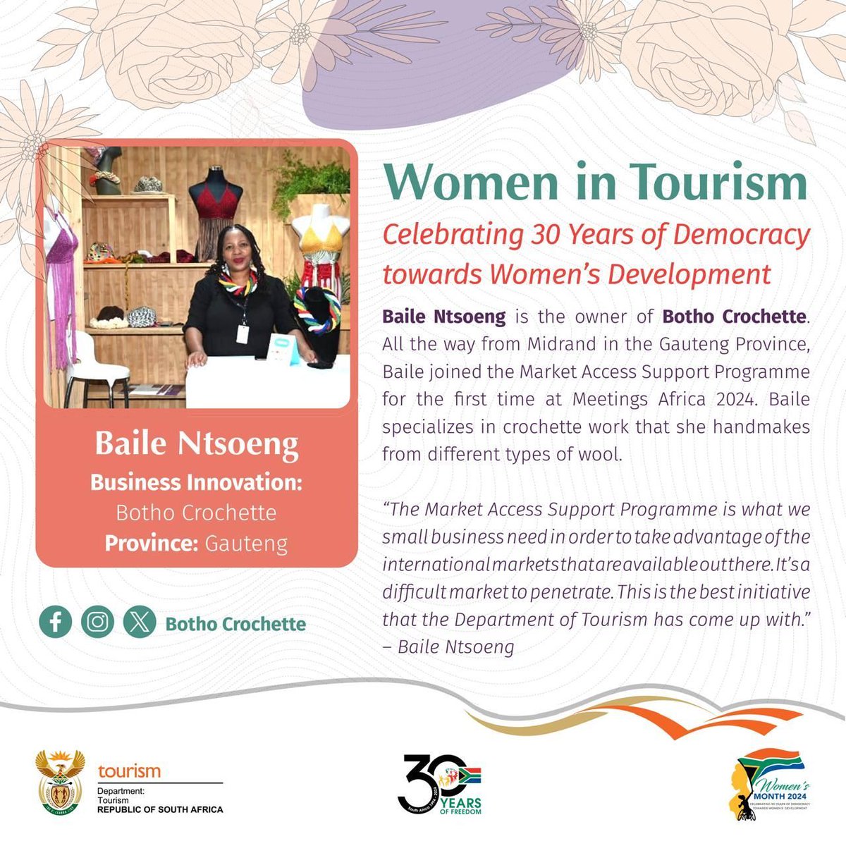 Tourism_gov_za's tweet photo. Wishing all SA Women in Tourism a Happy Women's Month.
#WomensMonth2024 #WomensDay2024 #WomenEconomicPower #MarketAccessSupport #WeDoTourism https://t.co/8dgBmO22EH
