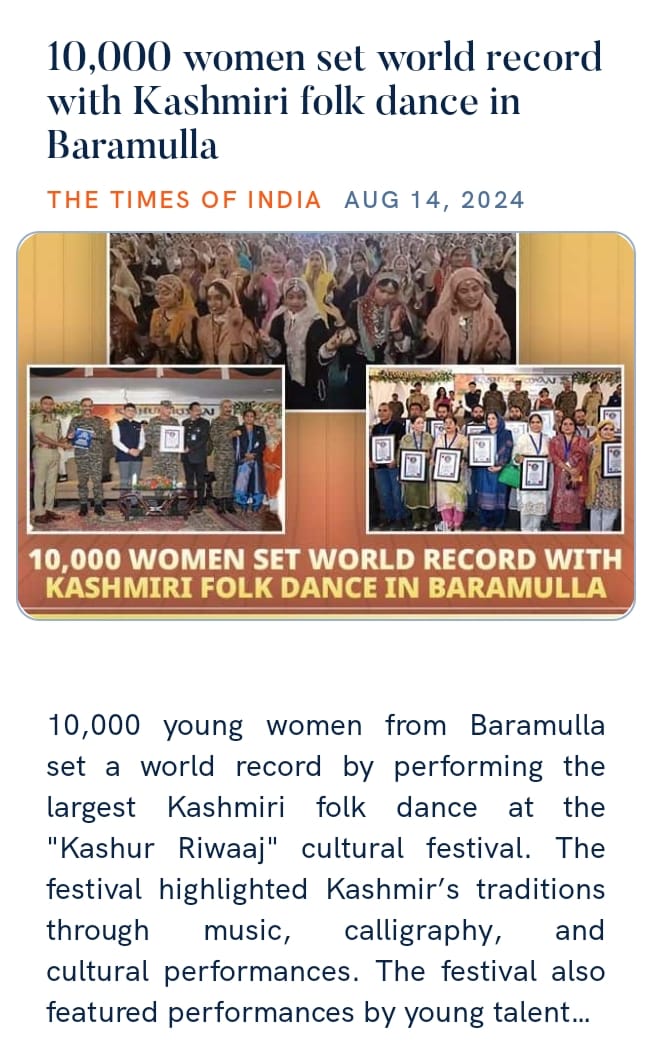 10,000 women set world record with Kashmiri folk dance in Baramulla
timesofindia.indiatimes.com/india/10000-wo… 

via NaMo App