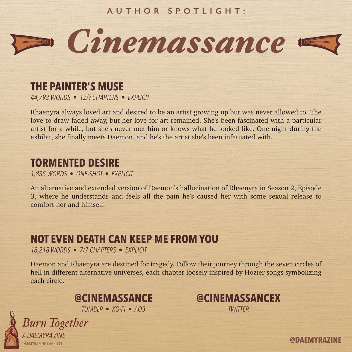 Burn Together: A Daemyra Zine tweet media