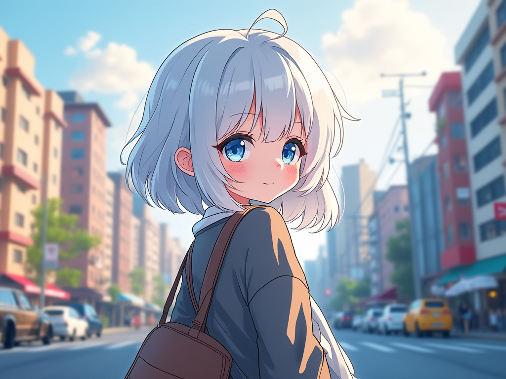 Grokバージョンアップ！
画像生成機能も追加。
日本語可能。
プロンプト：
「draw：a chibi 可愛い少女（白髪）が振り返って微笑む。市街地。昼。ソフトな雰囲気。アニメスタイル」