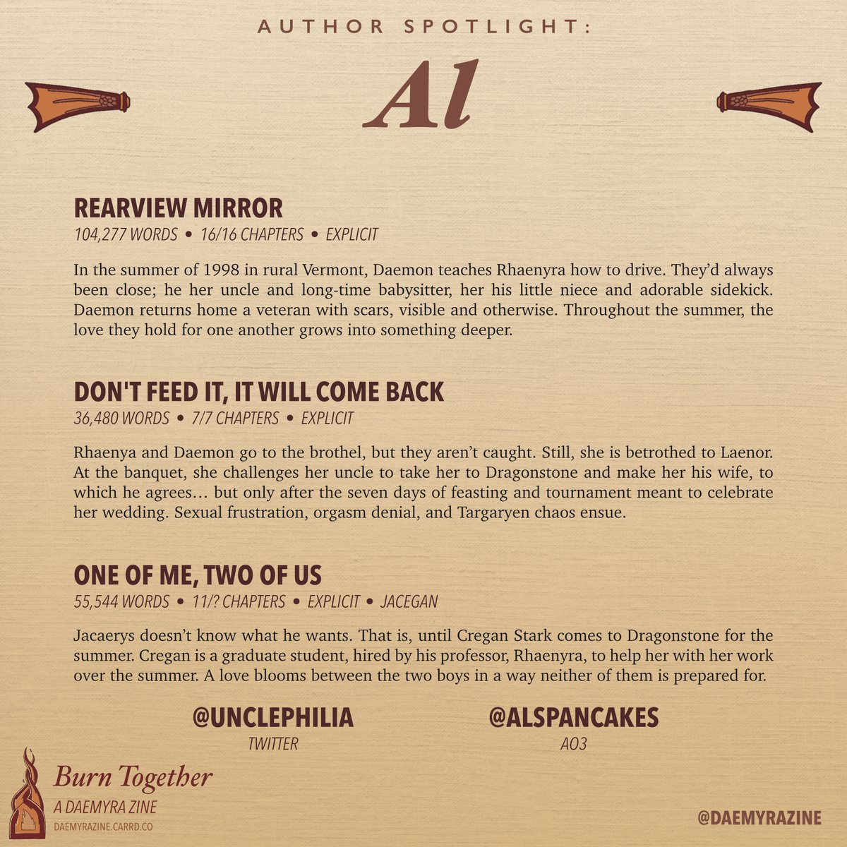 Burn Together: A Daemyra Zine tweet media