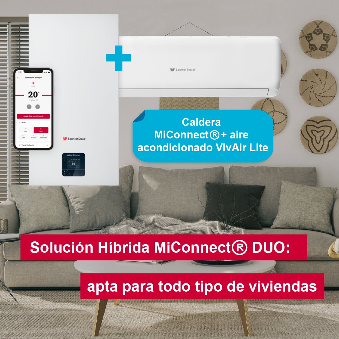 ¿Temperatura perfecta y máximo confort en agua caliente durante todo el año? Con MiConnect®️ DUO de #SaunierDuval, nuestra solución híbrida de caldera inteligente y aire acondicionado, es posible. Perfecta para cualquier hogar 🏡🔗 instalxpert.saunierduval.es/caldera-aire/