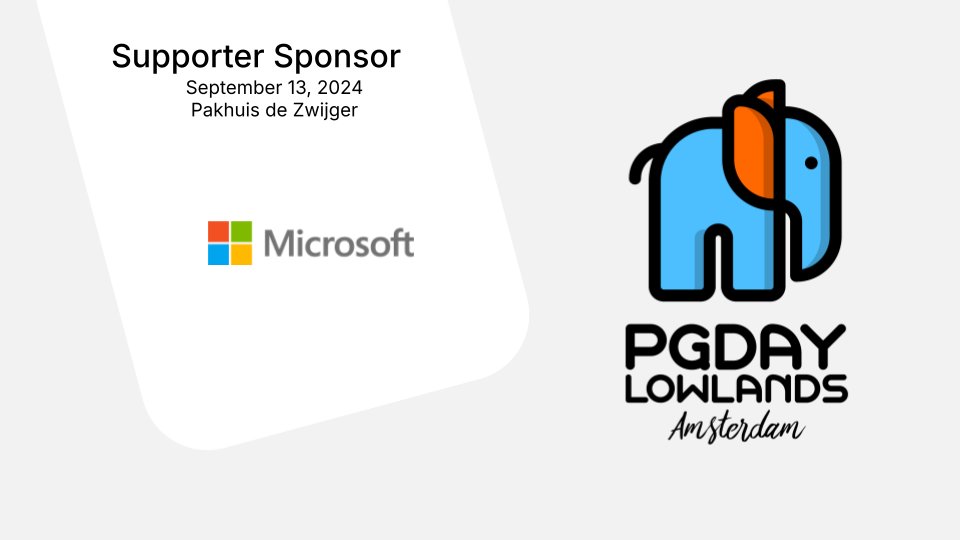 pgdaylowlands's tweet photo. Microsoft contributes to PostgreSQL core; develops extensions like @citusdata, runs @PosetteConf &amp; the Talking Postgres podcast - you'd almost forget their work on @AzureDBPostgres! (Except you wouldn't)

They join us as a Supporter level sponsor https://t.co/W7kMsU1j6E https://t.co/1C3lZqm45o