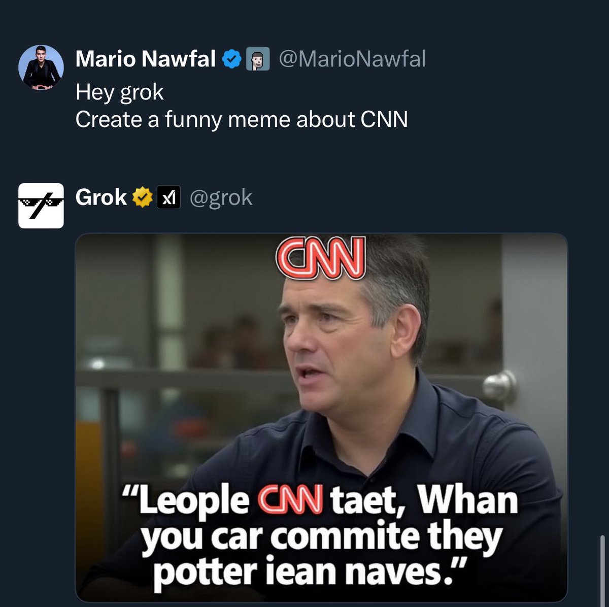 GROK MEME ABOUT CNN Well… it makes more sense than anything actually ON CNN.