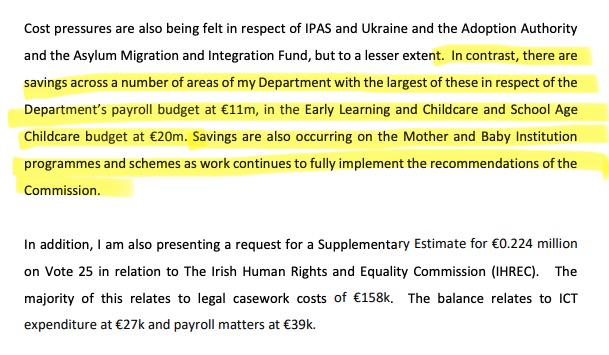 Letter of Request 

Its very telling that in a letter of request for €170million. 

He actually refers to €20million of savings his department made within the Childcare budget.

This is nothing short of a kick in the teeth to childcare providers who have been systematically