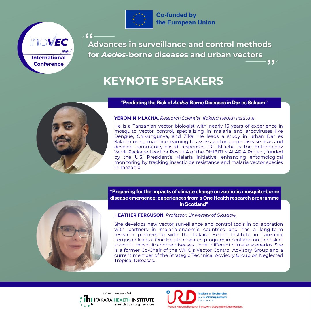 Ifakara Health Institute (@ifakarahealth) on Twitter photo UNVEILED:
1st INOVEC Conference keynote speakers
🎉 With the 1st International INOVEC Conference just around the corner, <a href="/IfakaraHealth/">Ifakara Health Institute</a> and <a href="/IRD_fr/">IRD.fr</a>, in collaboration with the European <a href="/INOVEC_Project/">INOVEC Project</a>, are thrilled to introduce our keynote speakers from <a href="/ifakarahealth/">Ifakara Health Institute</a> and UNVEILED:
1st INOVEC Conference keynote speakers
🎉 With the 1st International INOVEC Conference just around the corner, <a href="/IfakaraHealth/">Ifakara Health Institute</a> and <a href="/IRD_fr/">IRD.fr</a>, in collaboration with the European <a href="/INOVEC_Project/">INOVEC Project</a>, are thrilled to introduce our keynote speakers from <a href="/ifakarahealth/">Ifakara Health Institute</a> and