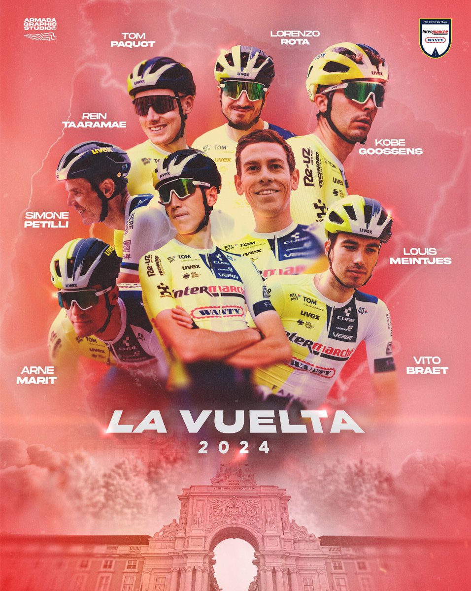 VAMOS! Introducing our team for #LaVuelta24 racing for stage victory and top 10 overall 🤩 

🇧🇪 Vito Braet
🇧🇪 Kobe Goossens
🇧🇪 Arne Marit
🇿🇦 Louis Meintjes
🇧🇪 Tom Paquot
🇮🇹 Simone Petilli
🇮🇹 Lorenzo Rota
🇪🇪 Rein Taaramäe 

🎨 @valentinpelerin
