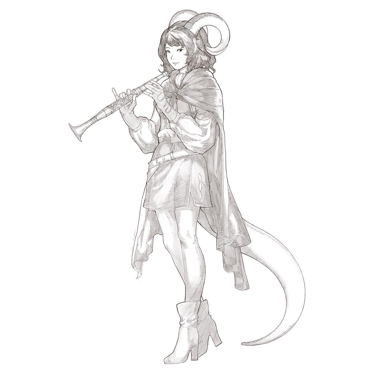 D&amp;D Comission, Tiefling bard Gal going all toot toot 🪈🎵
#DnD #characterdesign #comissionsopen #starvingartist