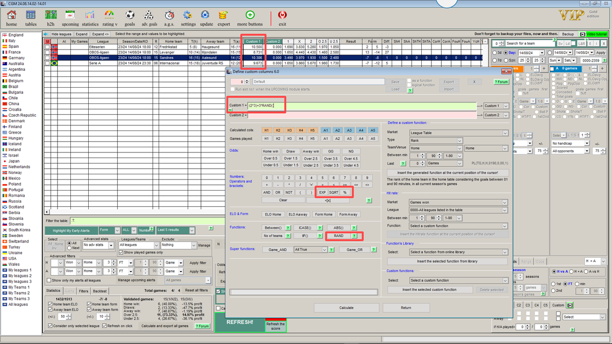 I was impressed that some users try to write highly complex functions in the Upcoming's custom columns.

As you know, I am a terrible painter, but I build one of the best brushes, so I added a few tools to help these guys. 

SQRT() returns square root: SQRT(9)=3
EXP() returns