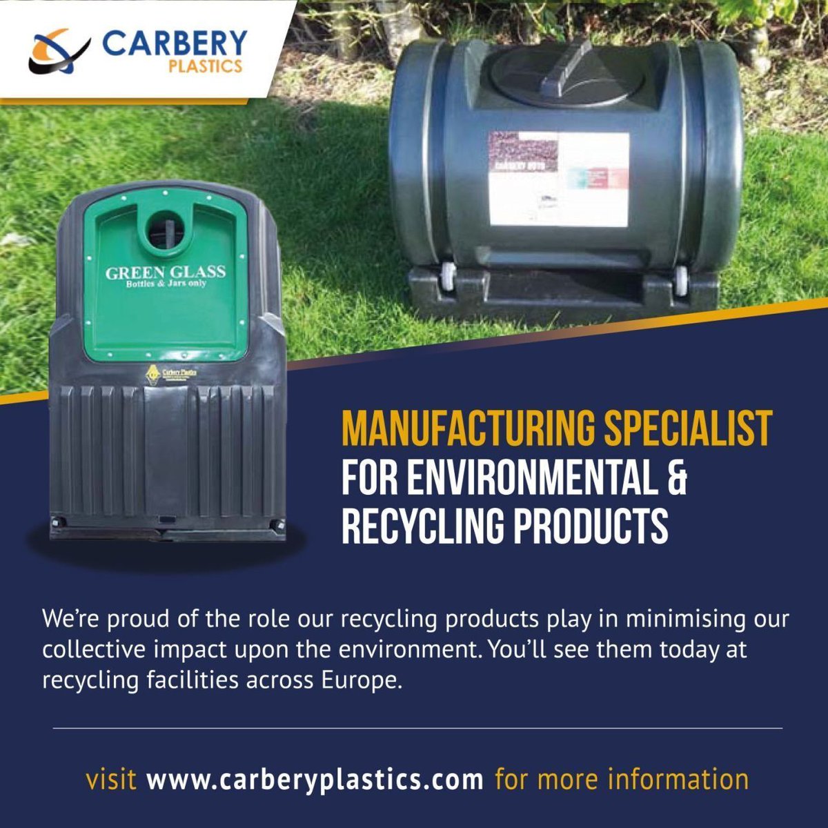 We’re proud of the role our recycling products play in minimising our collective impact upon the environment. You’ll see them today at recycling facilities across Europe.

Our Recycling Banks are available in 1.5m3 and 2.5m3 capacities. carberyplastics.com/sector/environ…