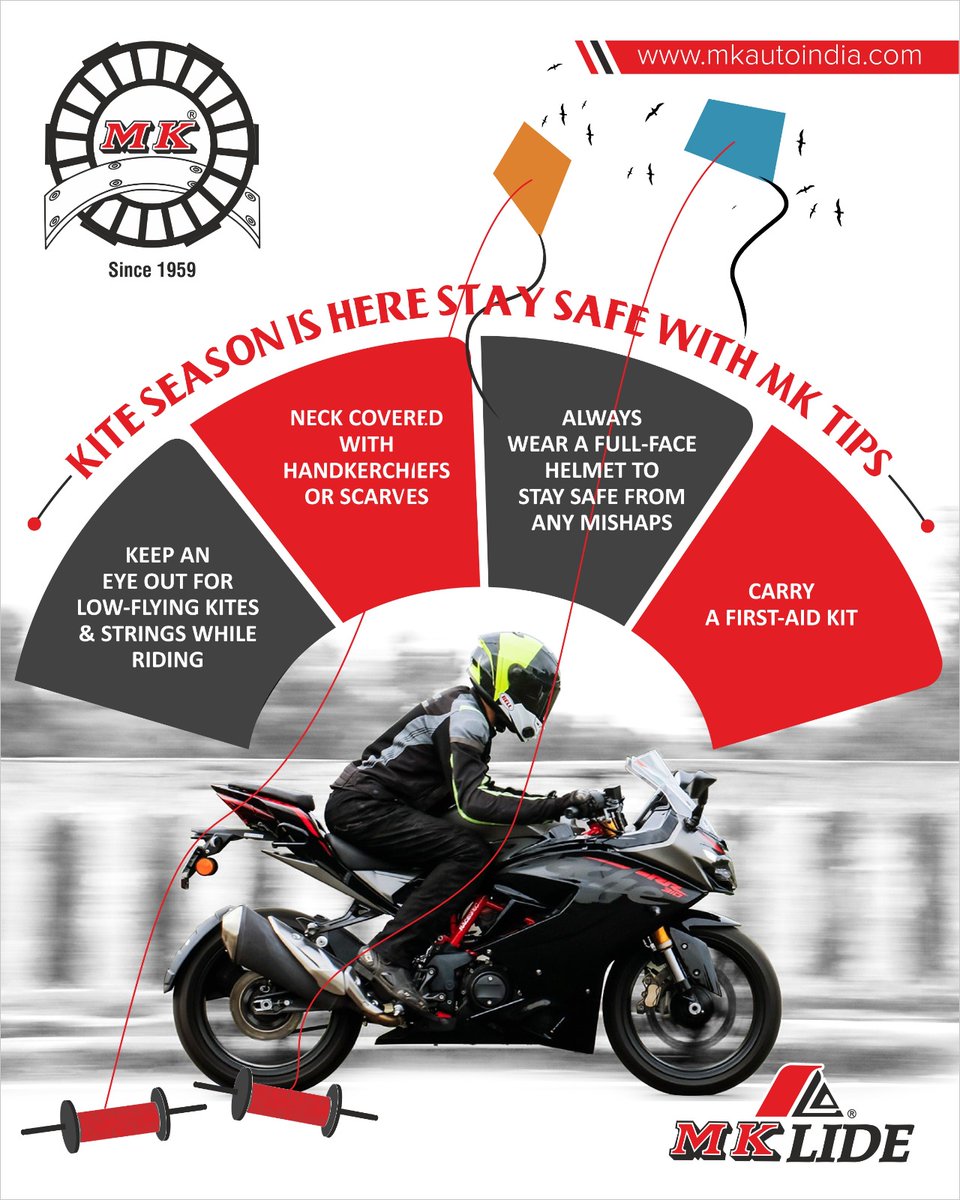 MKAutoIndia's tweet photo. Stay Safe and secure this kite season with safety tips from MK Auto📷📷
Visit us at : https://t.co/BlfkhjipwB
Contact us today at : 072900 10799
#MKAuto #kiteseason #kite #staysafe #riders #bikeride #safteyfirst #festivalfun #festival2024 #aftermarketparts #spareparts #2wheeler https://t.co/yHeicX4xwA