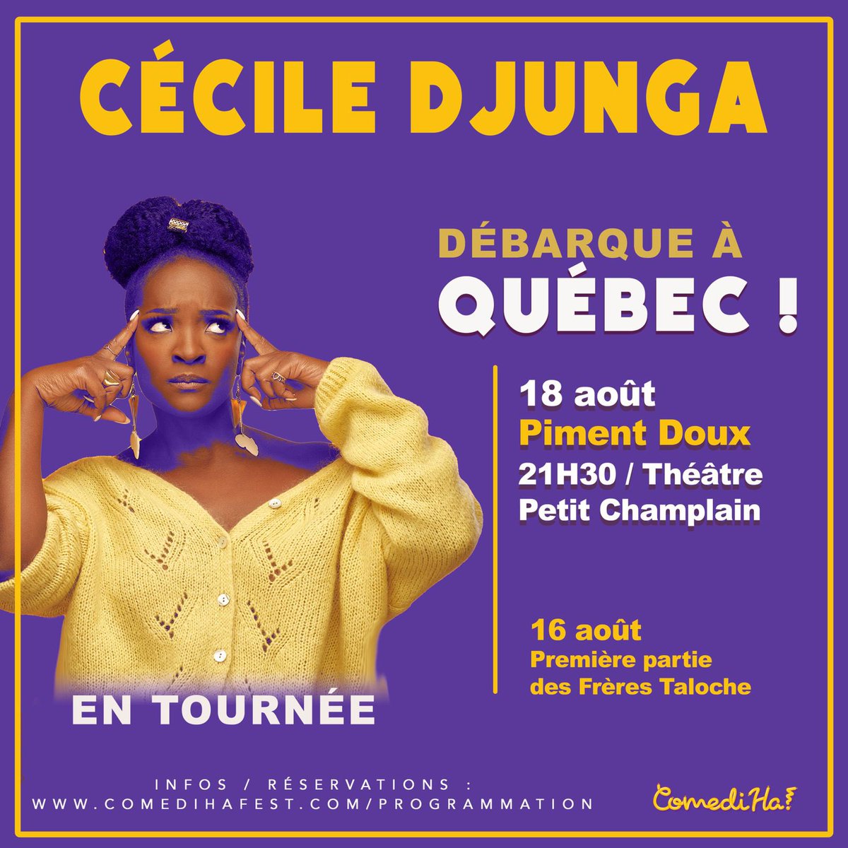 Cécile Djunga (@ceciledjunga) on Twitter photo #CANADA J arrive ! 🇨🇦🎤🥳 
<a href="/comediha/">ComediHa!</a> #Quebec #spectacle #CANADA J arrive ! 🇨🇦🎤🥳 
<a href="/comediha/">ComediHa!</a> #Quebec #spectacle