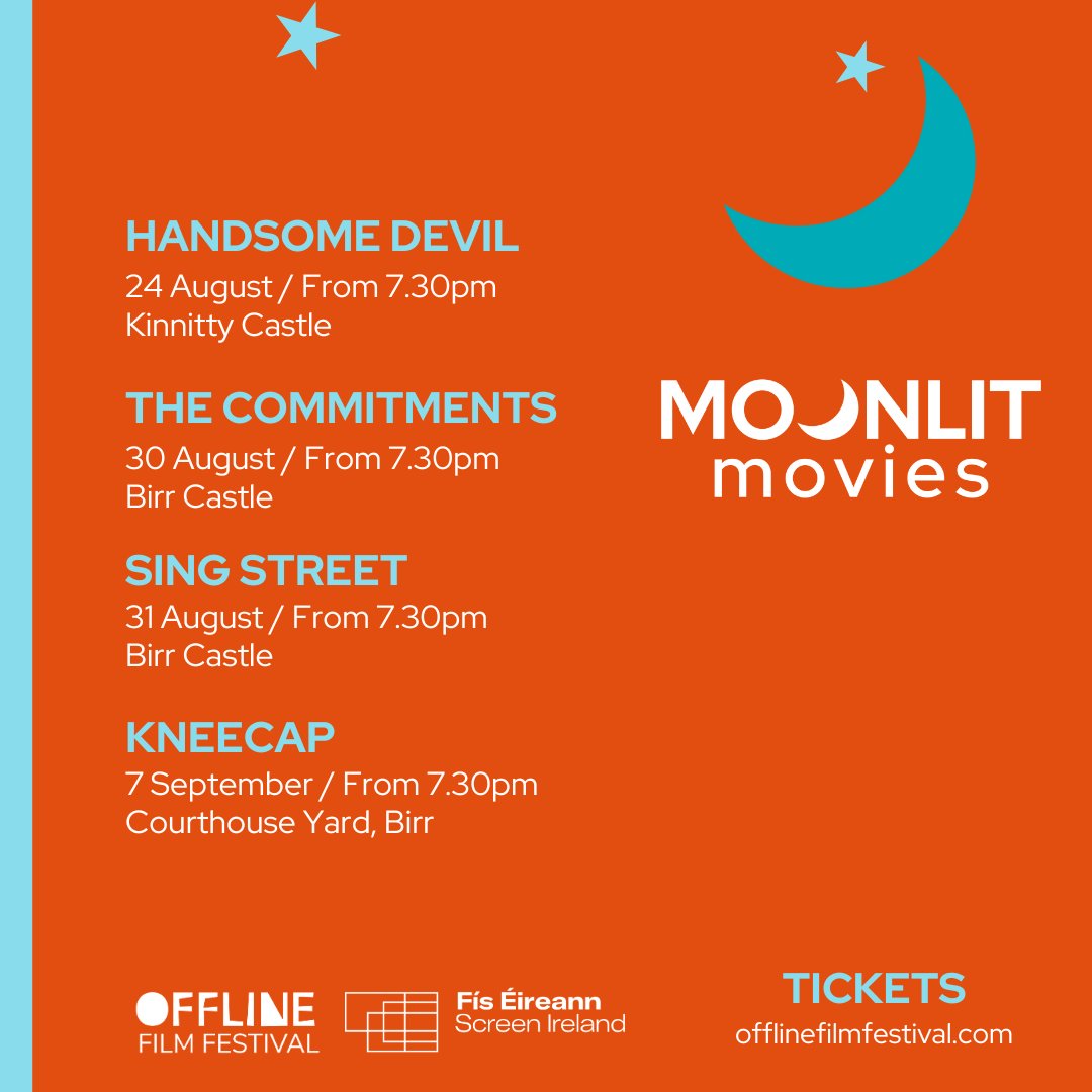 OFFline Film Festival (@offlinefilmfest) on Twitter photo 🌙 MOONLIT MOVIES - FULL LINEUP
Don't miss your chance to enjoy our mini season of classic Irish films under that stars over the next few weeks here in Offaly.
🎟️ offlinefilmfestival.com/moonlitmovies/
Thanks to funding from <a href="/ScreenIreland/">Screen Ireland</a> 🌙 MOONLIT MOVIES - FULL LINEUP
Don't miss your chance to enjoy our mini season of classic Irish films under that stars over the next few weeks here in Offaly.
🎟️ offlinefilmfestival.com/moonlitmovies/
Thanks to funding from <a href="/ScreenIreland/">Screen Ireland</a>