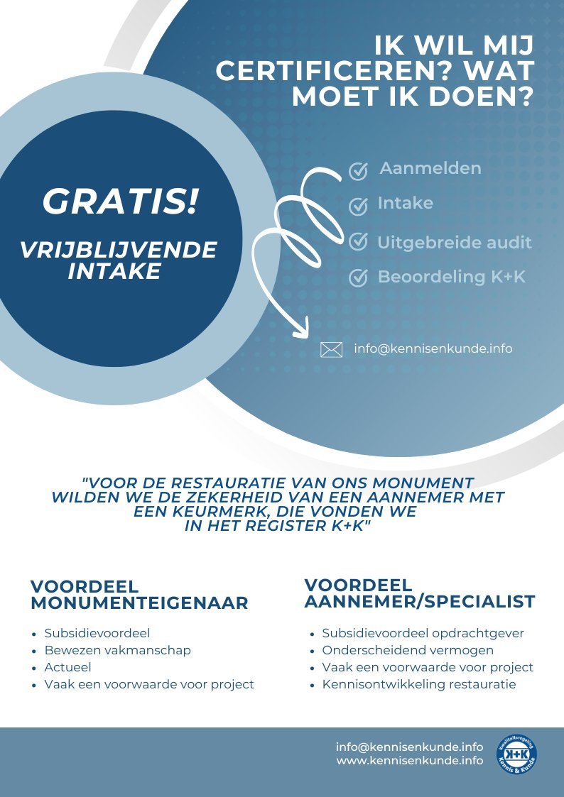 Register_KK's tweet photo. 👉 Kent u ons keurmerk al?

#specialisten #aannemers  #kennisenkunde #onderhoud #vakmanschap #erfgoed #monumenten https://t.co/YTzh2ar7EG