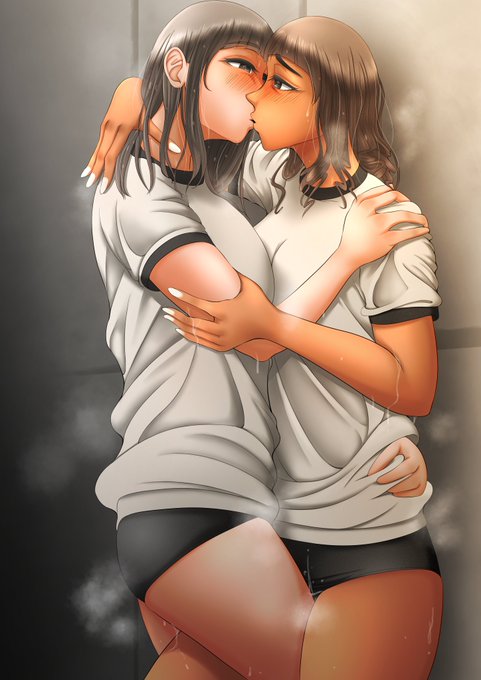 お次は太ももを股間に押し付けスリスリする体操着レズ絵 