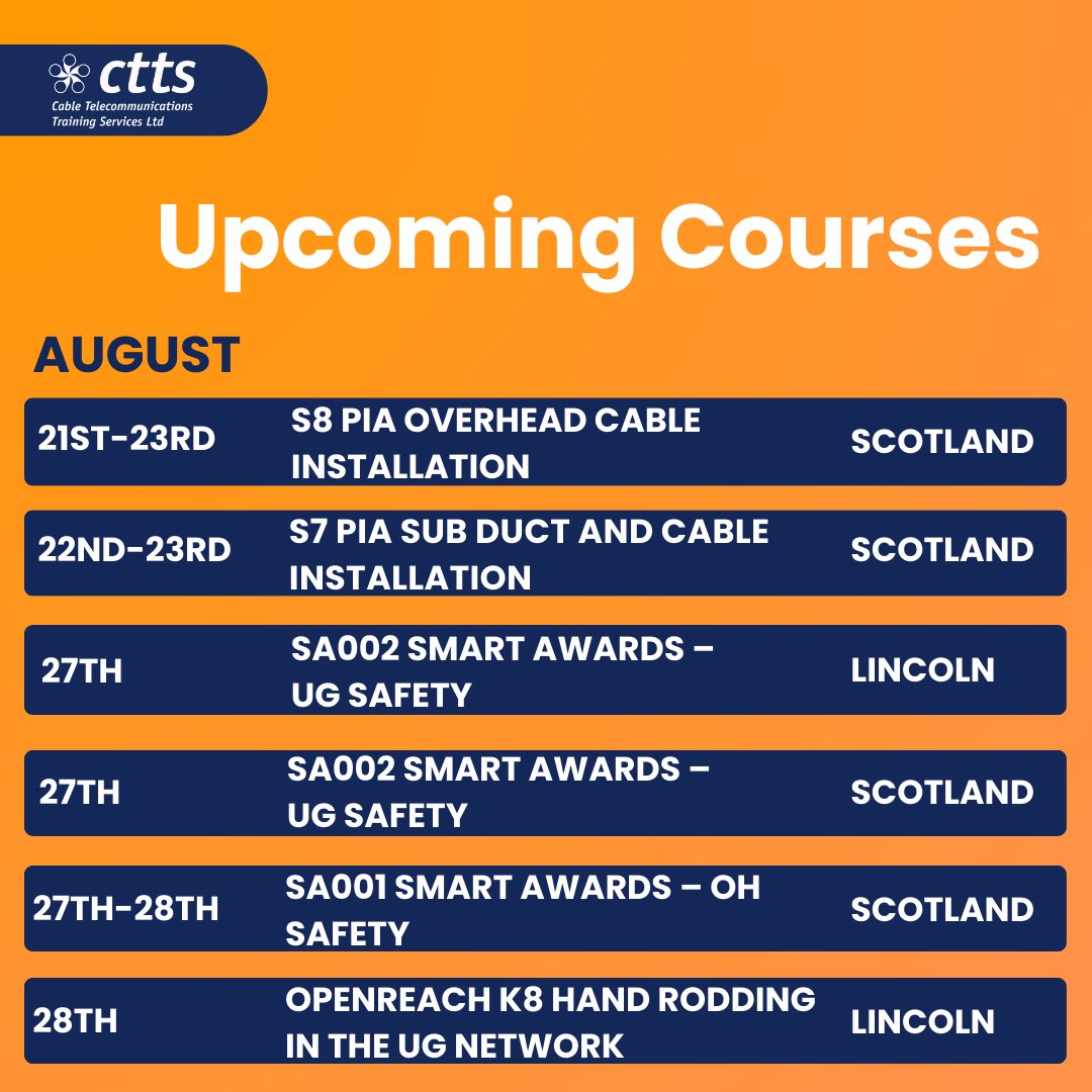 🔙 Back to the Fundamentals! 🔙

Want to brush up on the essentials? Now's your chance! 

Book onto our SA001 Smart Awards – Overhead Safety course or SA002 Smart Awards – Underground Safety course today 👷‍♂️
 
cable-training.co.uk/contact-us/