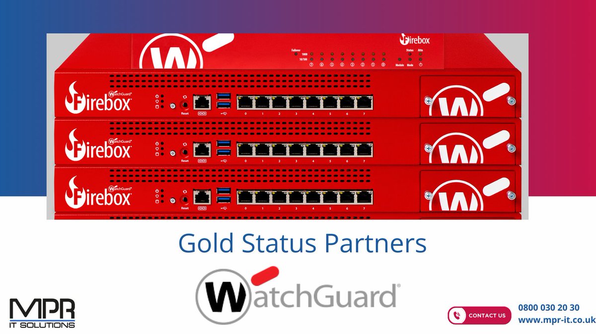 MPR_IT's tweet image. Safeguard your business with MPR IT&apos;s firewall protection. As a Gold WatchGuard Partner, we offer expert defence against cyber threats. Secure your network, protect your data, and trust in our dedicated support. #Cybersecurity #FirewallProtection #MPRIT #watchguard🔒🛡️🌟