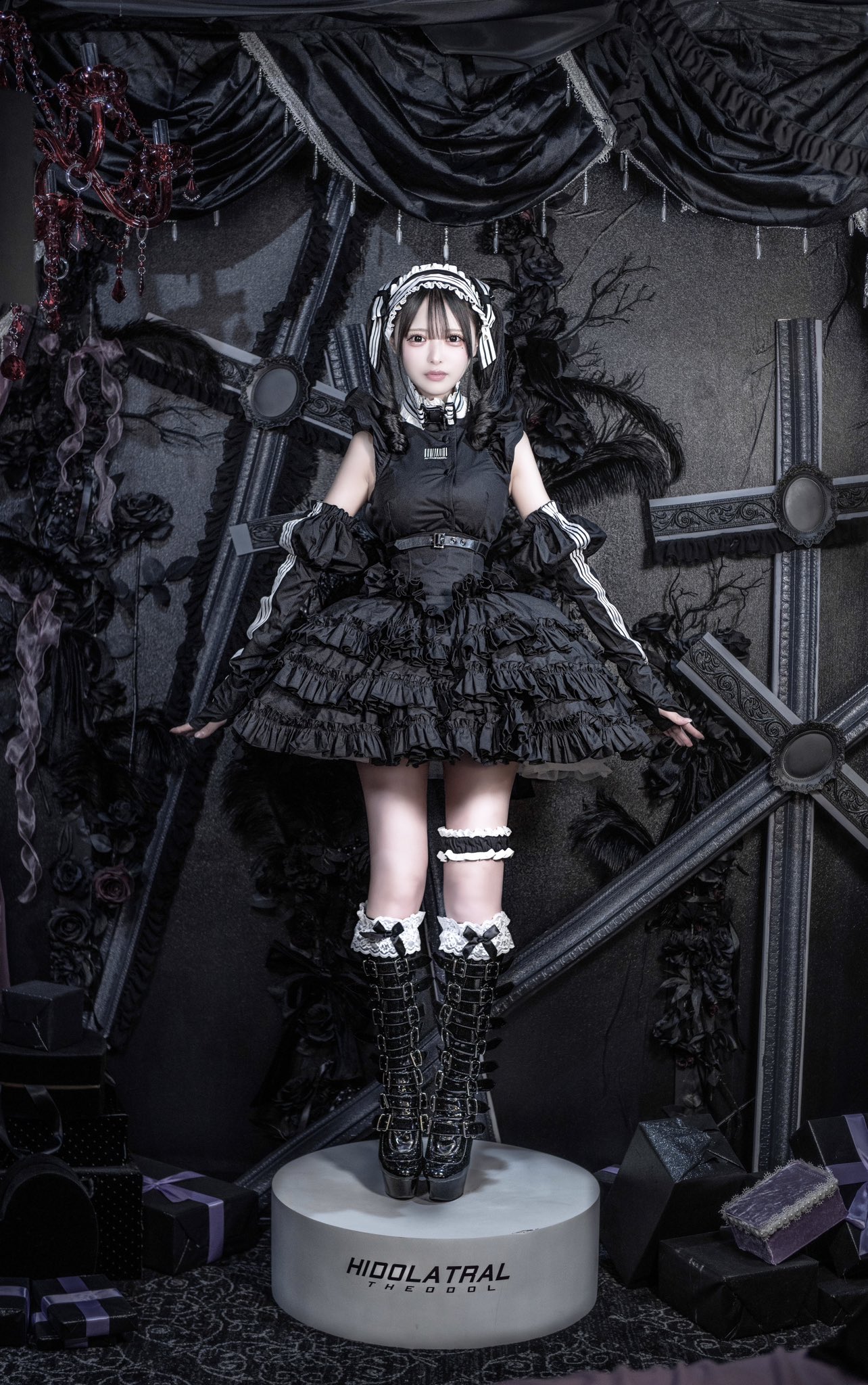 hidolatral theodol ヘッドドレス 黒×白 リボンジャージヘッドドレス》BLACK | HIDOLATRAL THEODOL