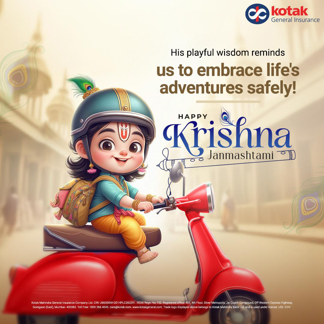 ZurichKotak's tweet image. Wishing you a Janmashtami filled with security, peace of mind and happiness. 
 
#Janmashtami #DahiHandi #KotakGeneralInsurance