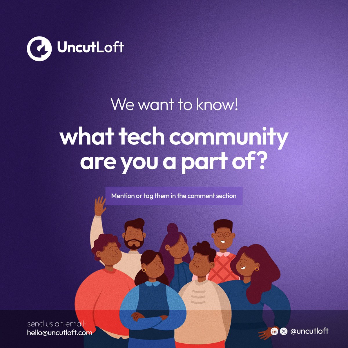UncutLoft's tweet photo. ๐ What tech community are you in? ๐
Being part of a tech community means networking, learning, and growing together! ๐ชโจ
Share your community with us and letโs connect! Together, we build tomorrow. ๐
#UncutLoft #TechCommunity #BuildingTomorrowTogether https://t.co/9HdPq3d1Tr