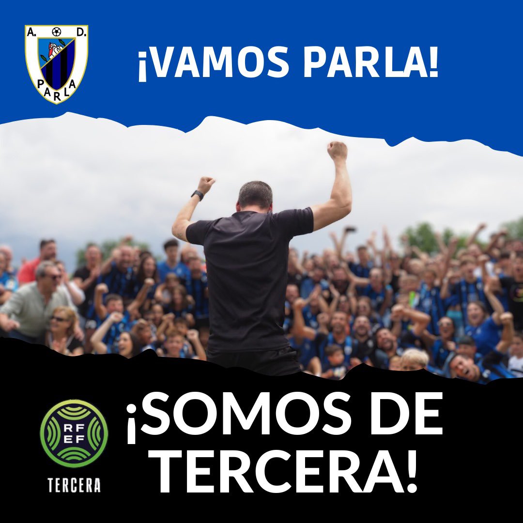 ⚽️Ya lo podemos anunciar oficialmente⚽️
Según resolución del juez único de competición de la <a href="/rfef/">RFEF</a> la <a href="/adparla/">Agrupación Deportiva Parla</a> queda inscrita como club de Tercera Federación.
💙🖤AÚPA EL PARLA💙🖤