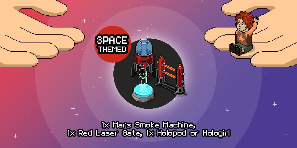 COME ON TELETUBBY, TELEPORT US TO MARS! 🚀

You can win yourself 1X RED LASER GATE, 1X MARS SMOKE MACHINE &amp; CHOICE OF HOLOPOD OR HOLOGIRL on #HabboHotelOrigins ⭐️

TO ENTER: 
👯‍♂️Follow @OriginsWilf 
🔁 Retweet this post 
 
🏆WINNERS WILL BE ANNOUNCED ON SAT 17TH AUG (.com only)