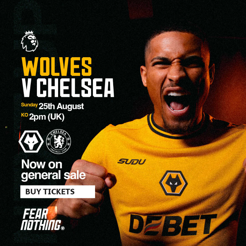 WolvesHelp's tweet photo. Tickets for our home @PremierLeague fixture against @ChelseaFC are now available on General Sale (to supporters who were registered with a ticketing account before 23rd July 2024) 🎫