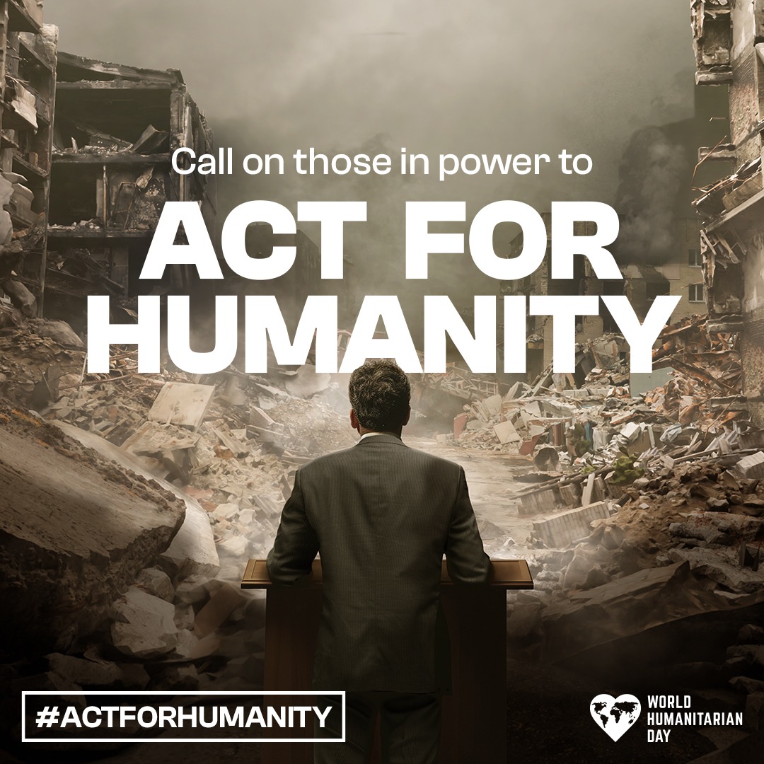 19 August is #WorldHumanitarianDay
We honor civilians and aid workers in conflict zones who face violence despite international protections.
It’s time to hold those in power accountable and demand action. Let’s #ActForHumanity by protecting those who risk their lives for others.