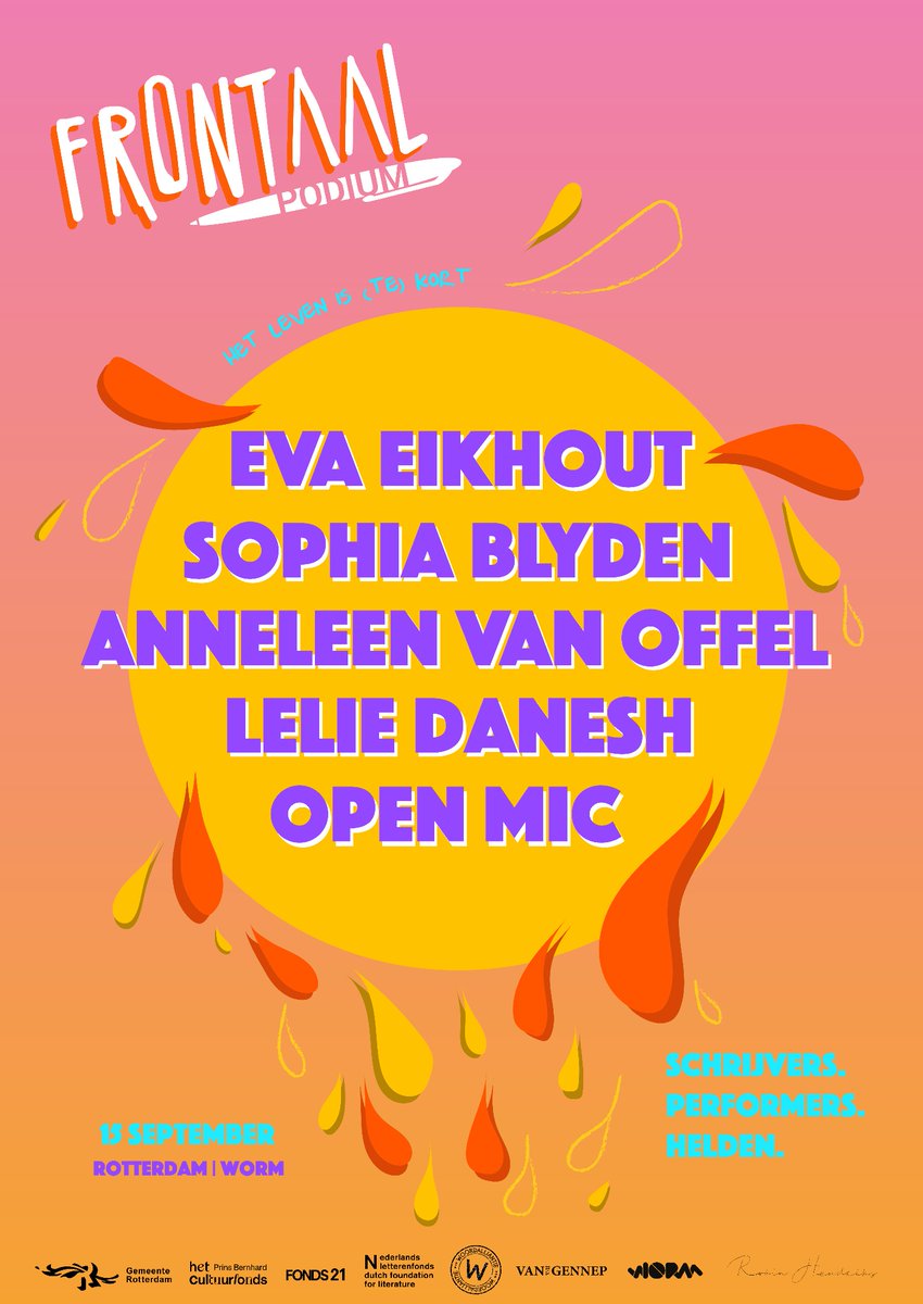 Frontaal is terug van haar zomerstop, en hoe! Op 13, 14 &amp; 15 september trekken we door het land met een wervelende line-up én een open mic. Kom je ook?