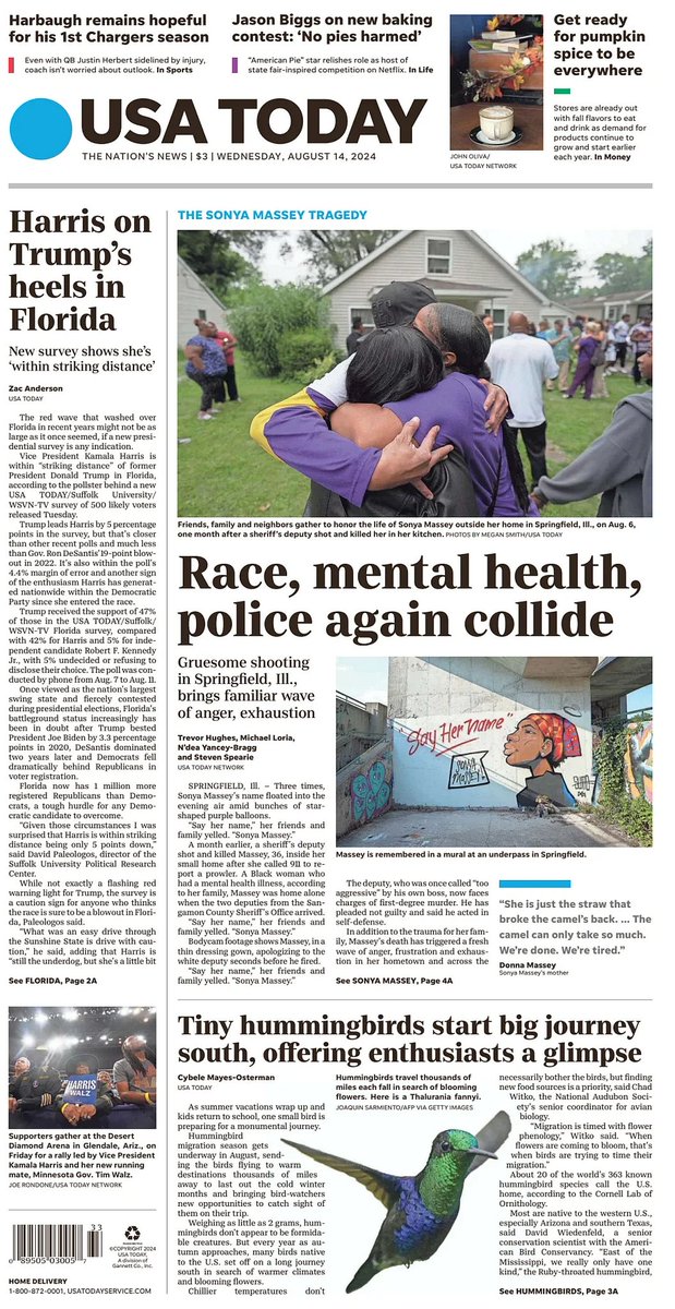 🇺🇸 Race, Mental Health, Police Again Collide

▫Gruesome shooting in Springfield, Ill., brings familiar wave of anger, exhaustion
▫<a href="/TrevorHughes/">Trevor Hughes</a> @mchael_mchael <a href="/NdeaYanceyBragg/">N'dea Yancey-Bragg</a> <a href="/StevenSpearie/">Steven Spearie</a> 
👉 is.gd/G3xLdY 👈

#frontpagestoday #USA <a href="/USATODAY/">USA TODAY</a> 🇺🇸