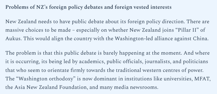 SamSachdevaNZ's tweet photo. I've tried to stay out of the Aukus Twitter trenches this week, but the second para of this is clearly untrue. There have been an abundance of news stories and op-eds in recent months featuring (entirely fair) critiques of Aukus from politicians, academics, and others. https://t.co/eRj8FitiQa
