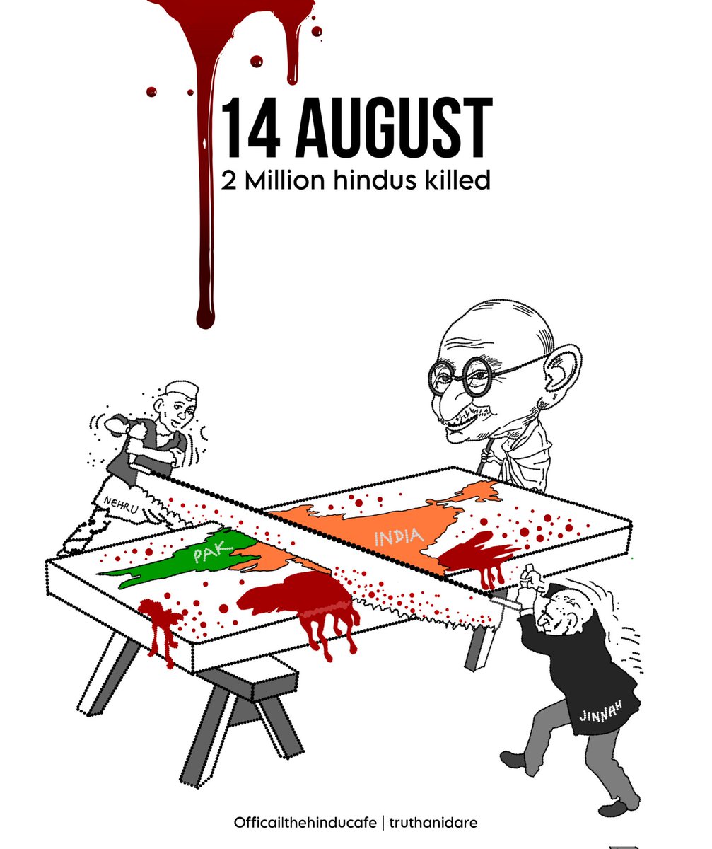TheHinduCafe's tweet photo. PartitionHorrorsRemembranceDay
-Millions of Hindu were kiIIed
-Thousands of Hindu women were rap€d
-Trains coming from Pakistan used to be full of dead bodies
-There was no BJP at that time
-There was only Congress led by Nehru & MusIim league led by Jinnah

#IndependenceDay2024
#PartitionHorrorsRemembranceDay #PartitionOfIndia