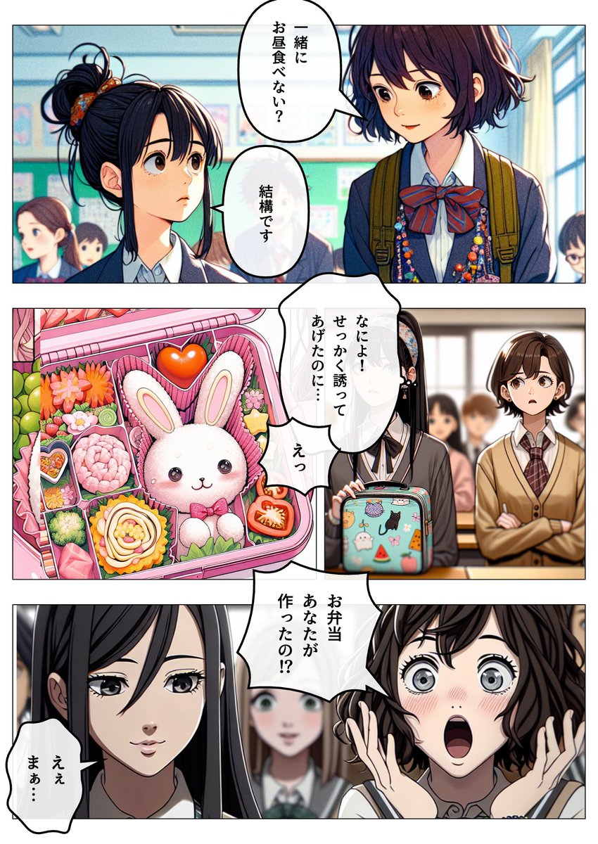 「プロンプトを改善すればキャラクターの安定性が向上するのでは」仮説検証✍️
プロンプトをシーンの説明+キャラクターの説明に改善。
FramePlanner内の画像生成は全てDALL-E3です。
#frameplanner