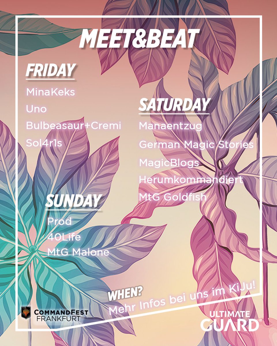 UltimateGuard's tweet photo. We are going all in on #commandfest Frankfurt! Meet your favorite content creators and our staff at the #UltimateGuard booth. We got all the action for you with events, raffles and a LASER! 🚨
@JKEntertainmen9 still has some tickets left for you to join us at this party! 🎉