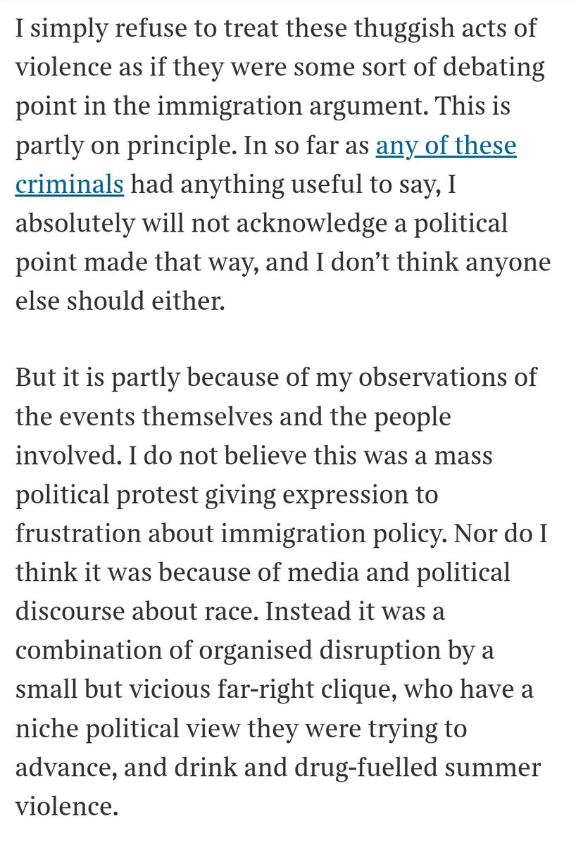 Sunder Katwala (@sundersays) on Twitter photo Key point from <a href="/Dannythefink/">Daniel Finkelstein</a>
There are (elsewhere) legitimate democratic debates about immigration in the election, parliament, the media. This racist violence and disorder is no part of that democratic debate - in either form or substance.
thetimes.com/comment/column… Key point from <a href="/Dannythefink/">Daniel Finkelstein</a>
There are (elsewhere) legitimate democratic debates about immigration in the election, parliament, the media. This racist violence and disorder is no part of that democratic debate - in either form or substance.
thetimes.com/comment/column…