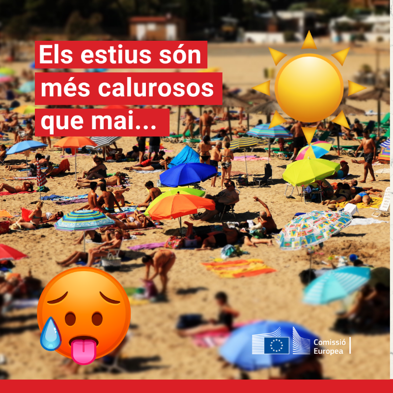 ComissioEuropea's tweet photo. 🥵 Les onades de calor ara tenen x3 més probabilitats de passar.
🌍 +1,1 °C des de 1900.
🇪🇺 +0,5 °C per dècada des de 1980
El #PacteVerd de la UE vol que el 2030:
⬇️ 55% les emissions de gasos d'efecte hivernacle
⬆️ 45% de quota de renovables
⬆️ 11,7% l'eficiència energètica https://t.co/TSNHGRjIx7