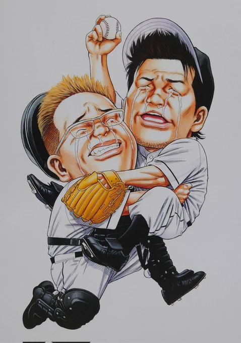 先日の高校野球特番のイラスト。 中居くんもサンドさんも描くのは二度目。 ニコガクのユニフォームでごめんなさい。
