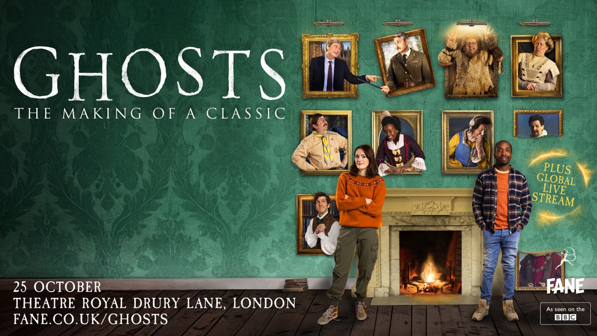 FaneProductions's tweet photo. 👻 NEW | It’s time for one more haunting.

The cast of #BBCGhosts are BACK.

Live &amp; online from @TheatreRoyalDL, float into this ridiculously entertaining event to celebrate the release of the behind-the-scenes companion book, GHOSTS: BROUGHT TO LIFE!

🎟️ https://t.co/8OXGk3rLms https://t.co/NekX0GptkJ