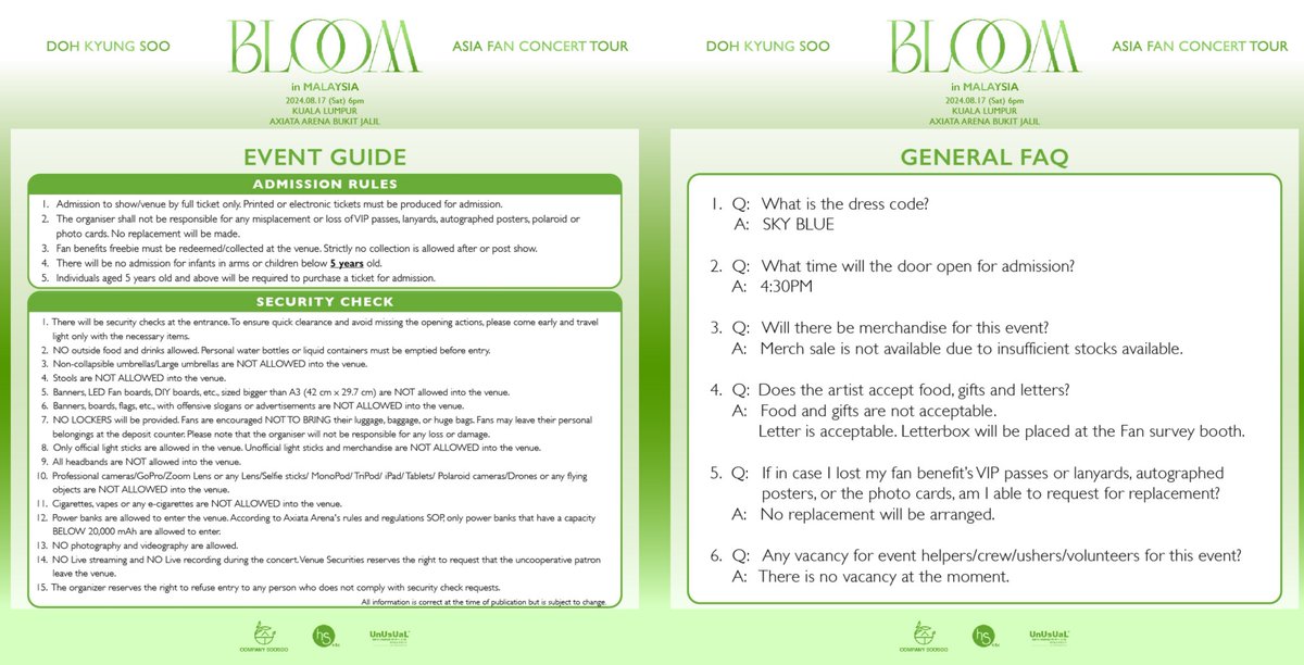 MyKpopHuntress's tweet photo. Ready for 2024 DOH KYUNG SOO ASIA FAN CONCERT TOUR <BLOOM> in KUALA LUMPUR 🇲🇾 this weekend? Refer below for timetable and guidelines ~ 

📆 17 AUG 2024 (SAT)(6PM)
📍Axiata Arena
🔗 https://t.co/CS4qR7dQhh

#BLOOMinKL #DOHKYUNGSOOinKL #CompanySoosoo #DOHKYUNGSOO https://t.co/pizN4tIAsW